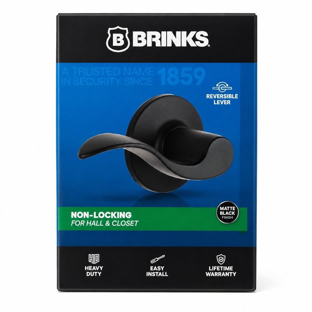 Brinks Non-Locking Hall Closet Lever Matte Black‎ Metal Modern Hardware NEW
